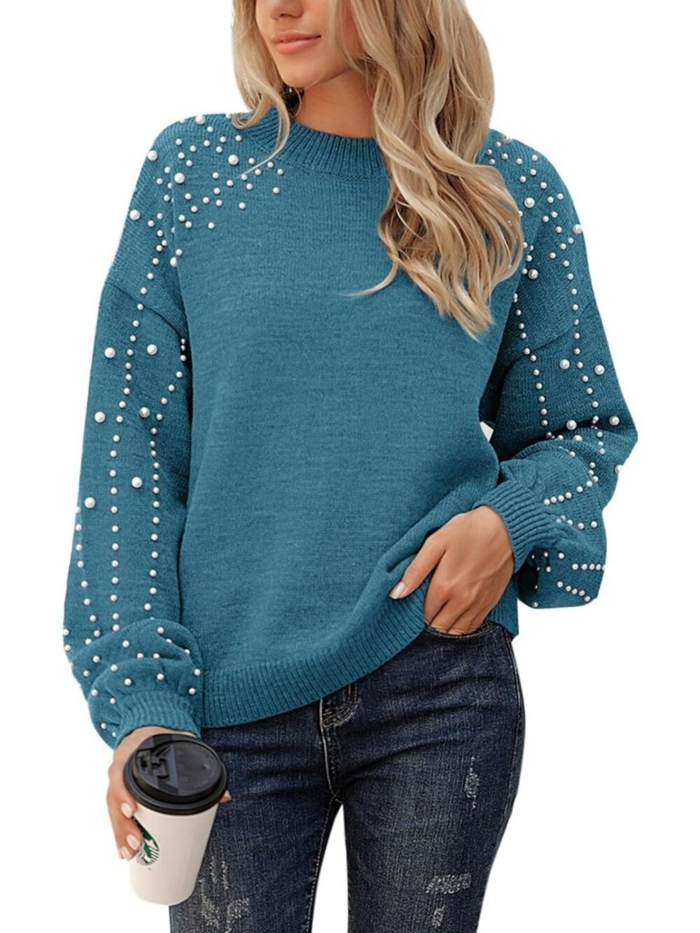 Chic Oversized Crewneck Sweatshirt | Women's Trendy Chunky Sweater Dressy Top